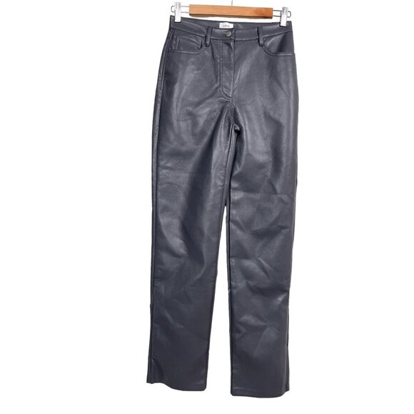Wilfred The Melina Vegan Leather High rise Straight pants peppercorn grey size 2 - Picture 1 of 10